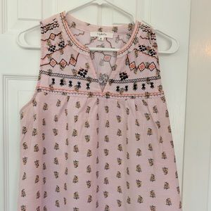 Womens pink embroidered sleeveless top. Size small.